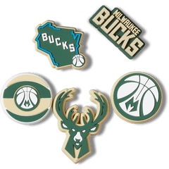 Crocs - NBA Milwaukee Bucks 5 Pack Jibbitz™ charms Women|Men|Jibbitz™ Charms