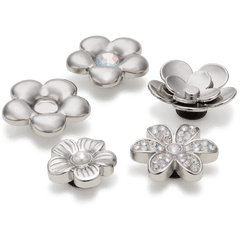 Crocs - Monochrome Slvr Flwrs 5 Pack Jibbitz™ charms Women|Men|Jibbitz™ Charms