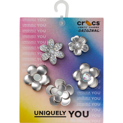 Crocs - Monochrome Slvr Flwrs 5 Pack Jibbitz™ charms Women|Men|Jibbitz™ Charms