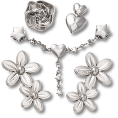 Crocs - Silver Meta Floral 5 Pack Jibbitz™ charms Women|Men|Jibbitz™ Charms