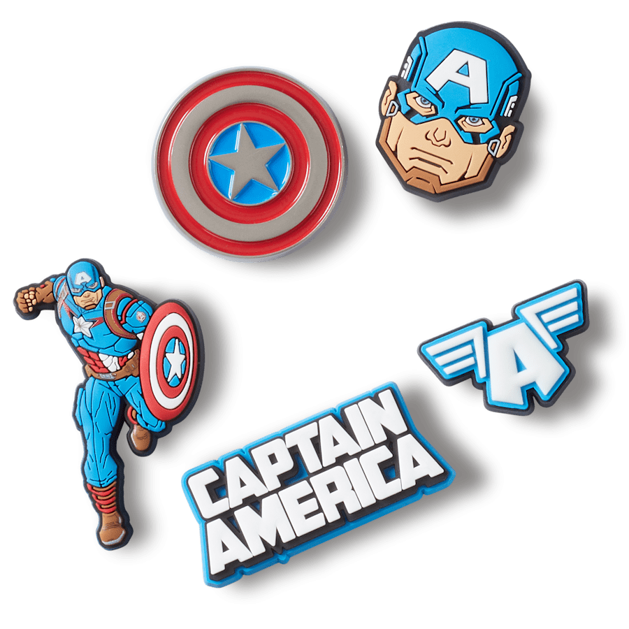 Crocs - Captain America 5 Pack Jibbitz™ charms Women|Men|Kids|Jibbitz™ Charms