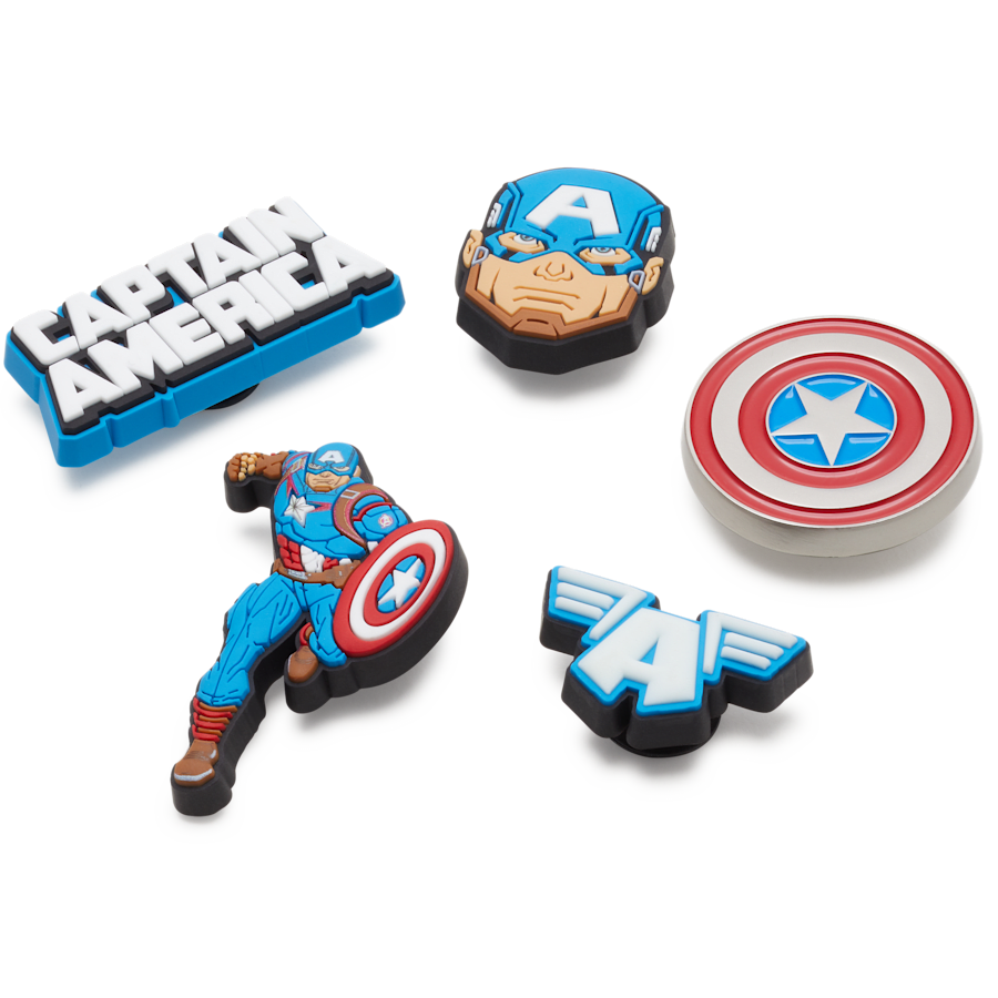 Crocs - Captain America 5 Pack Jibbitz™ charms Women|Men|Kids|Jibbitz™ Charms