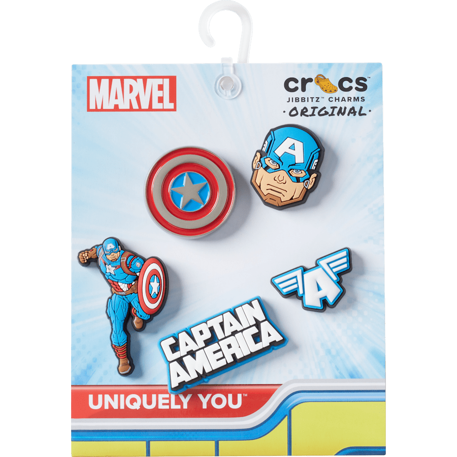 Crocs - Captain America 5 Pack Jibbitz™ charms Women|Men|Kids|Jibbitz™ Charms