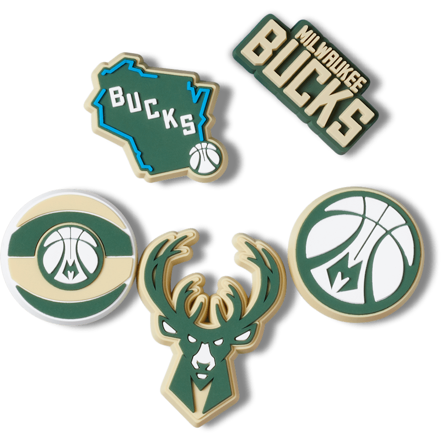 Crocs - NBA Milwaukee Bucks 5 Pack Jibbitz™ charms Women|Men|Jibbitz™ Charms
