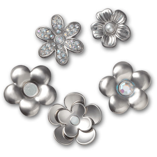 Crocs - Monochrome Slvr Flwrs 5 Pack Jibbitz™ charms Women|Men|Jibbitz™ Charms