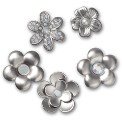 Crocs - Monochrome Slvr Flwrs 5 Pack Jibbitz™ charms Women|Men|Jibbitz™ Charms