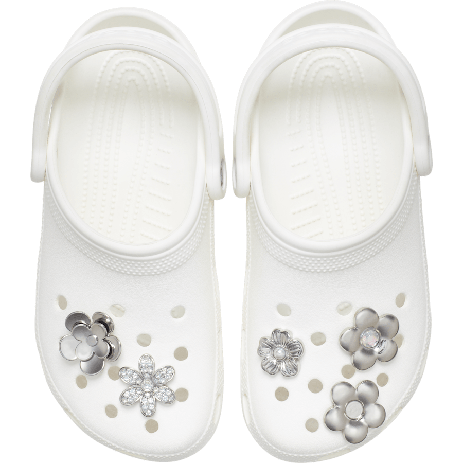 Crocs - Monochrome Slvr Flwrs 5 Pack Jibbitz™ charms Women|Men|Jibbitz™ Charms