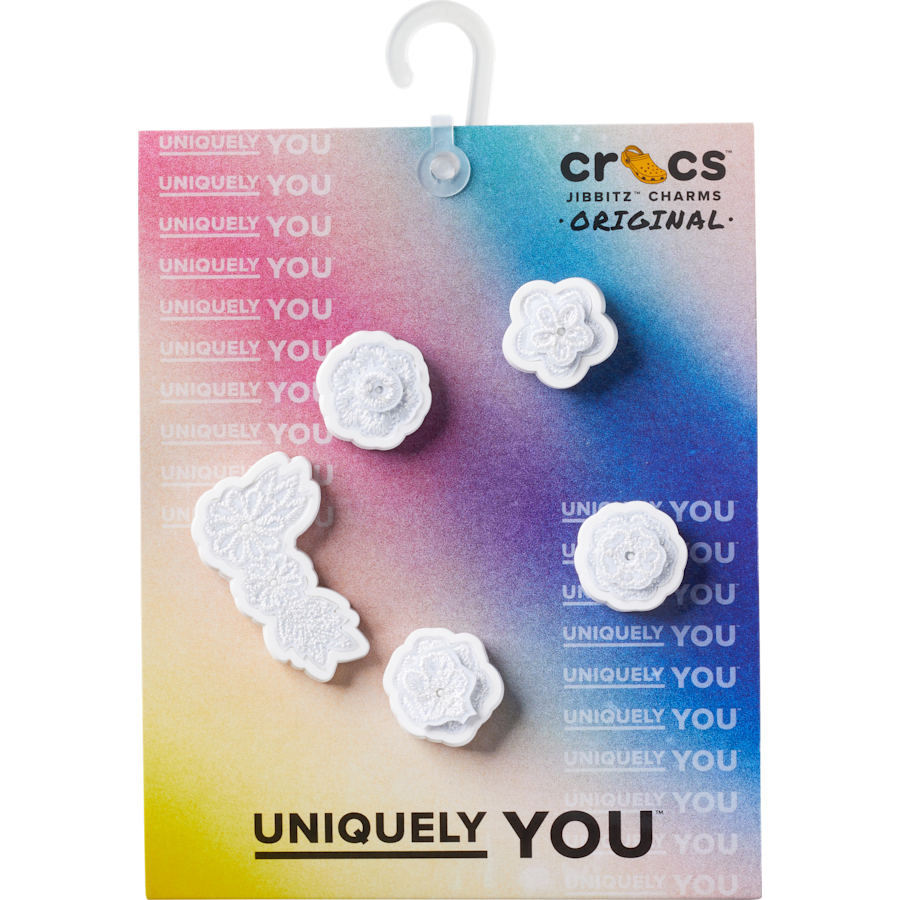 Crocs - White Elegant Floral 5 Pack Jibbitz™ charms Women|Men|Jibbitz™ Charms