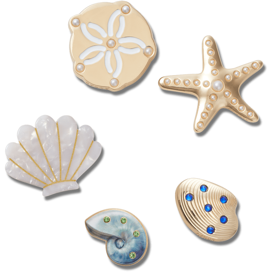 Crocs - Gold Seashell 5 Pack Jibbitz™ charms Women|Men|Jibbitz™ Charms