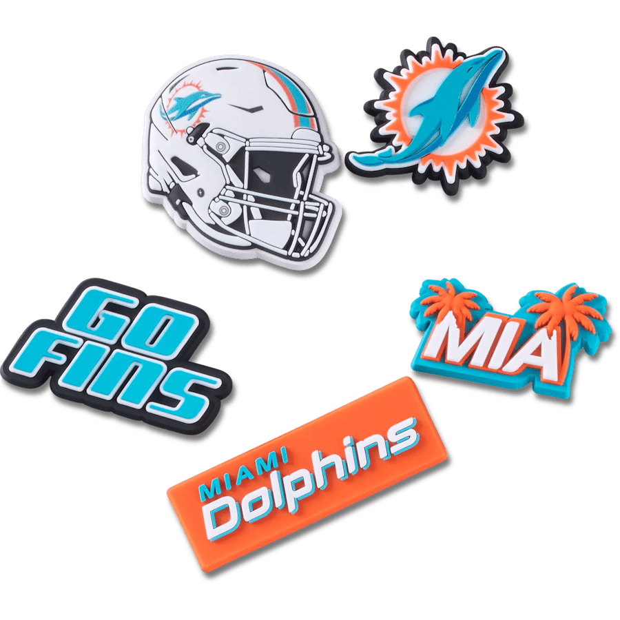 Crocs - NFL Miami Dolphins 5 Pack Jibbitz Shoe Charm Women|Men|Jibbitz™ Charms