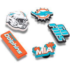 Crocs - NFL Miami Dolphins 5 Pack Jibbitz Shoe Charm Women|Men|Jibbitz™ Charms