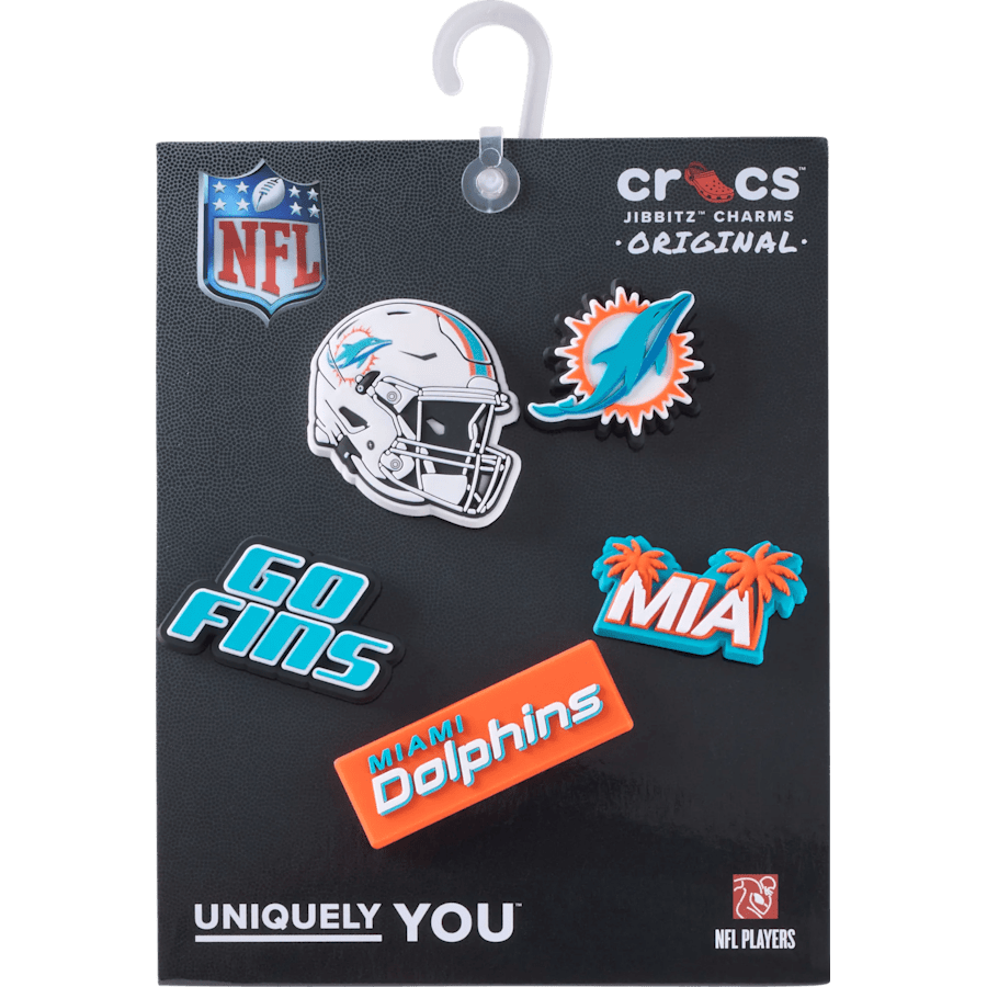 Crocs - NFL Miami Dolphins 5 Pack Jibbitz Shoe Charm Women|Men|Jibbitz™ Charms