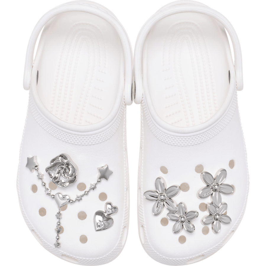Crocs - Silver Meta Floral 5 Pack Jibbitz™ charms Women|Men|Jibbitz™ Charms