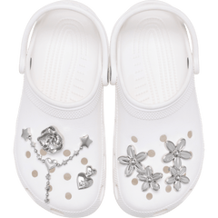 Crocs - Silver Meta Floral 5 Pack Jibbitz™ charms Women|Men|Jibbitz™ Charms