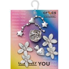 Crocs - Silver Meta Floral 5 Pack Jibbitz™ charms Women|Men|Jibbitz™ Charms