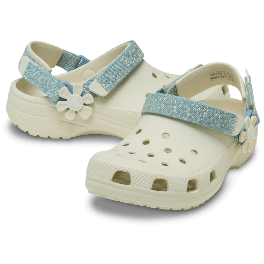 Crocs - Kids’ Classic Denim Flower Adjustable Backstrap Clog Kids